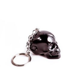 Punk rock keychain featuring a black skull charm