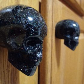 gothic drawer knobs with black glitter