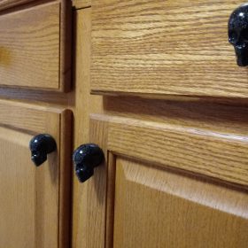 Black Glitter Knobs – Gothic Drawer Knobs with Skull Design