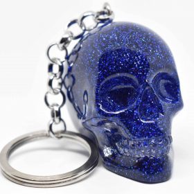 Nautical Blue Keychain Blue Glitter Skull