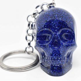 Ocean-Themed Keychain Blue Glitter Skull Design