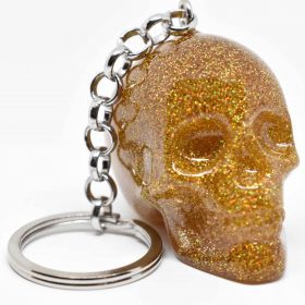 Premium gold glitter skull keychain for fashion lovers