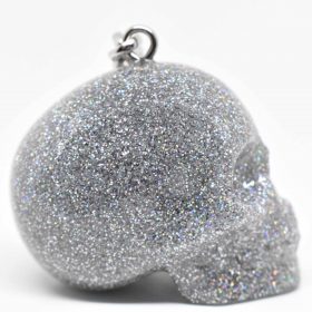 silver glitter skull keychain, the perfect gothic accessory